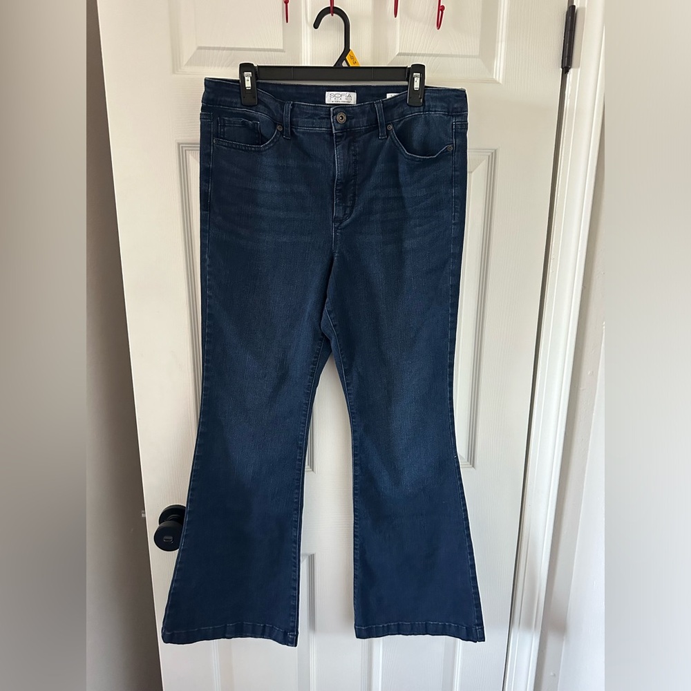 Sofia Jeans by Sofia Vergara Women Size 14 Short Navy Flare Jeans Denim
